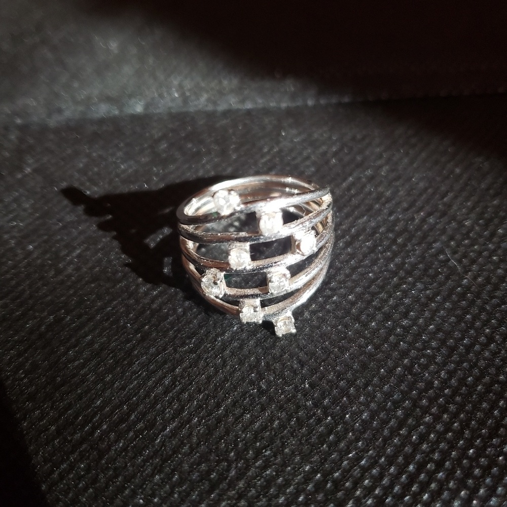 Size 7 Sterling Siver Ring with Small Diamonds